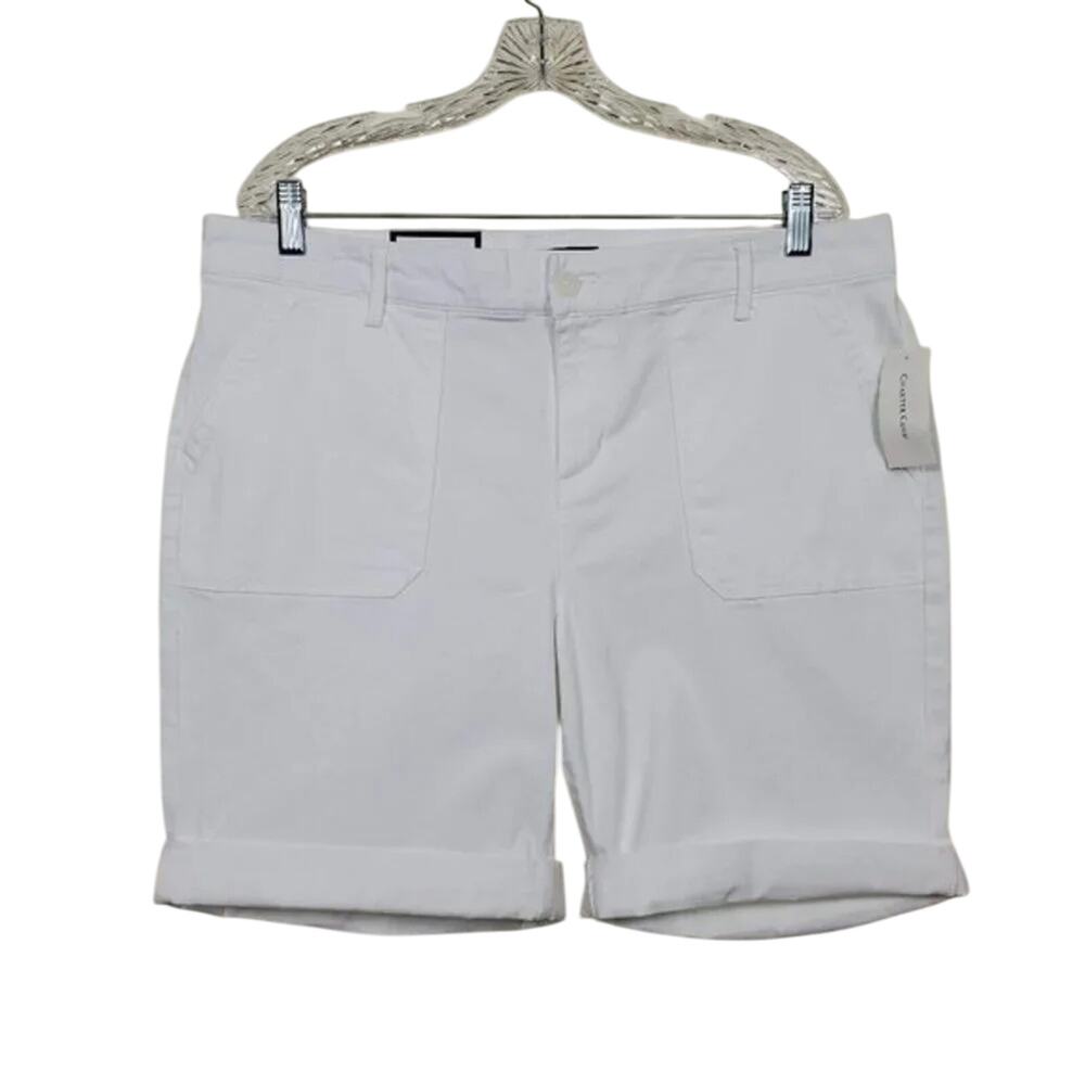 Charter Club White Cuffed Shorts Women Size 16 Cotton Stretch Summer Casual NEW